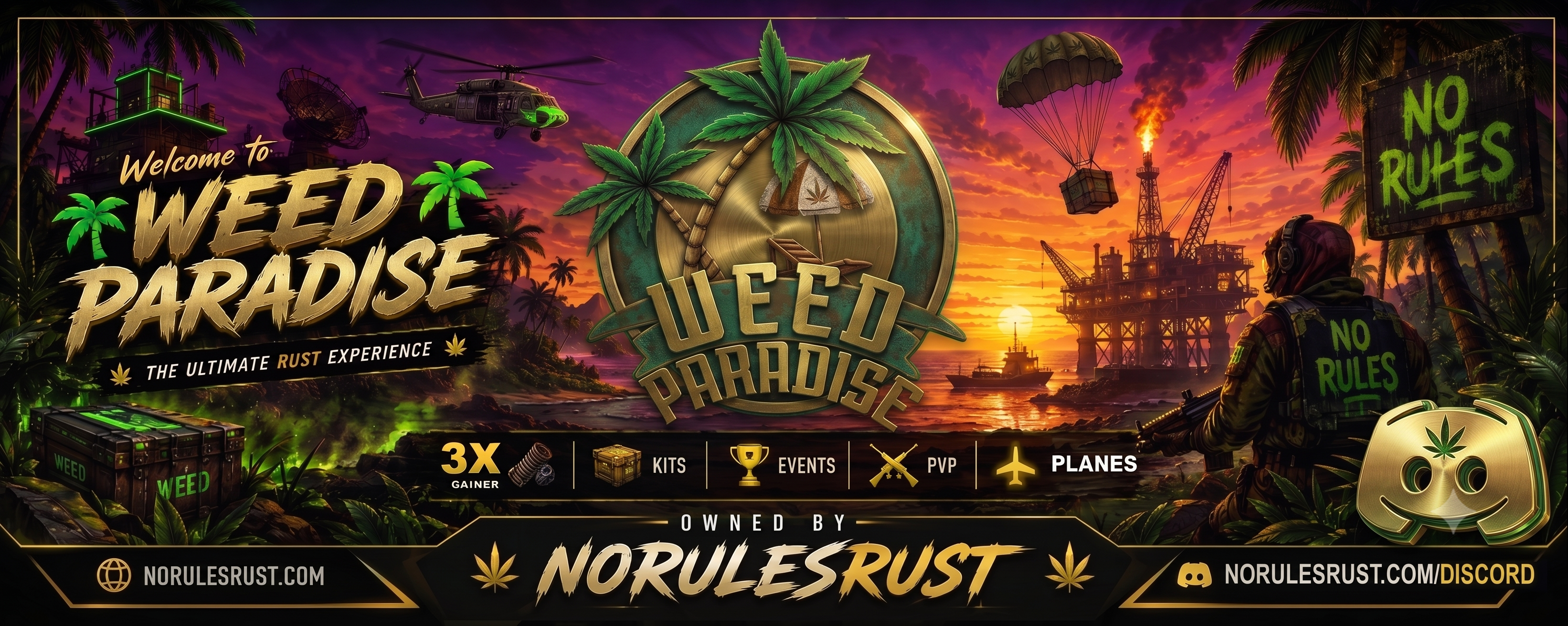 Баннер сервера Weed Paradise- EU 3x  [5 Team Limit | PvP | Shop |  Drugs]
